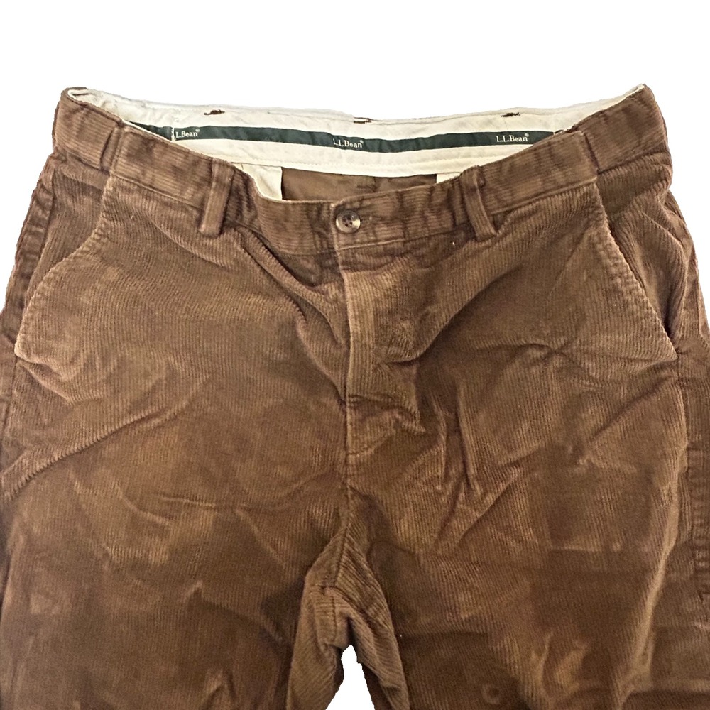 L.L.‎ Bean Pant Mens 36x29 Brown Corduroy Straight Leg Country Stretch Cotton